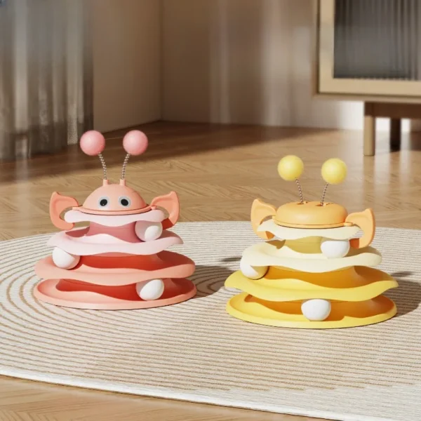 1pcs Cat toy little bee play plate spinning ball amusement ice cream funny relief artifact three layers to relieve boredom