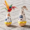 Portable Cat Tumbler Wobbler with Colorful Feather Wear-Resistant Interactive Twist Toy for Indoor Pets